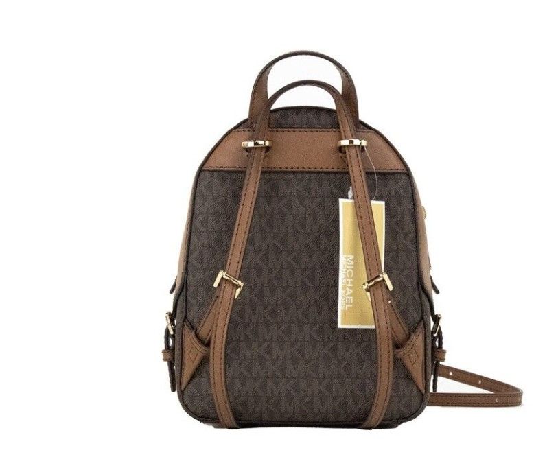 Michael Kors Jaycee mini XS Marron Signature PVC Poche zippée Sac à dos