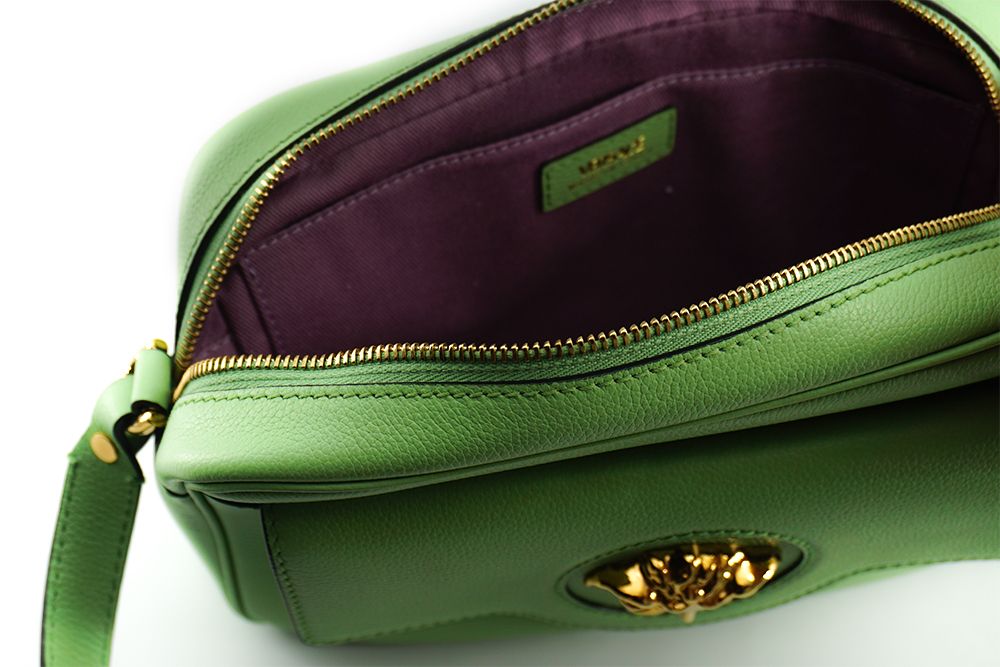 Versace élégant sac en cuir vert menthe pour appareil photo