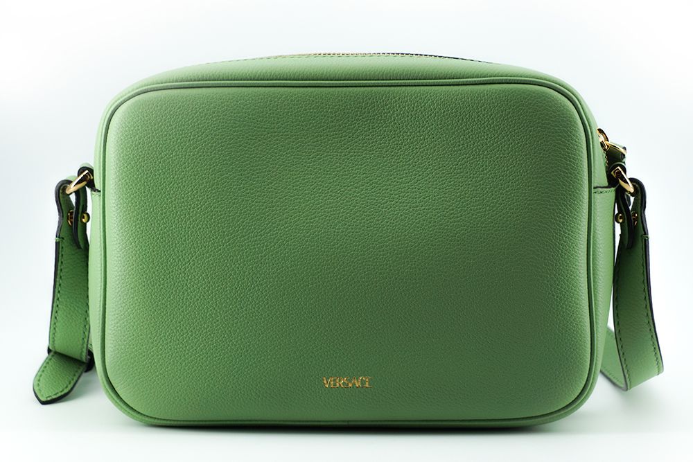 Versace élégant sac en cuir vert menthe pour appareil photo