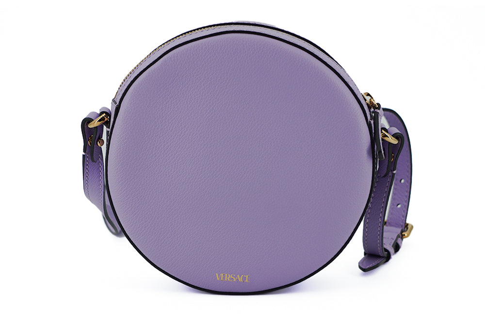 Versace élégant sac à bandoulière rond violet